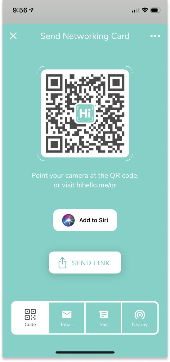 Share your digital business card faster than ever using a QR code, or text or email your virtual card.