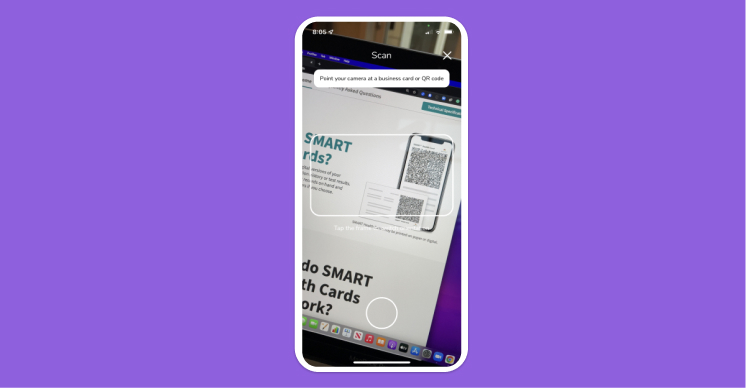 Scan your QR code with your HiHello in-app scanner