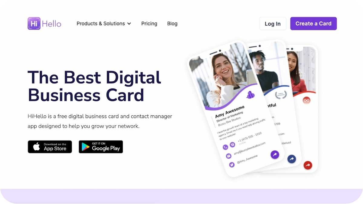 Make a free digital business card on your computer with the HiHello website