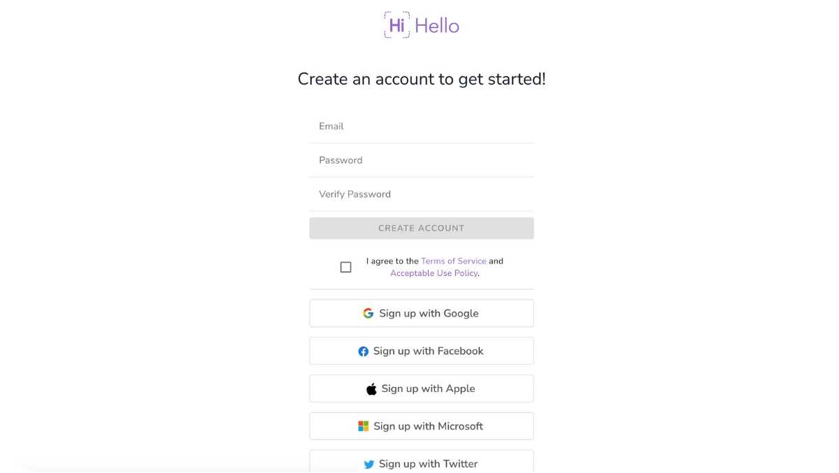 Sign up for a free HiHello: Digital Business Cards and Contact manager account