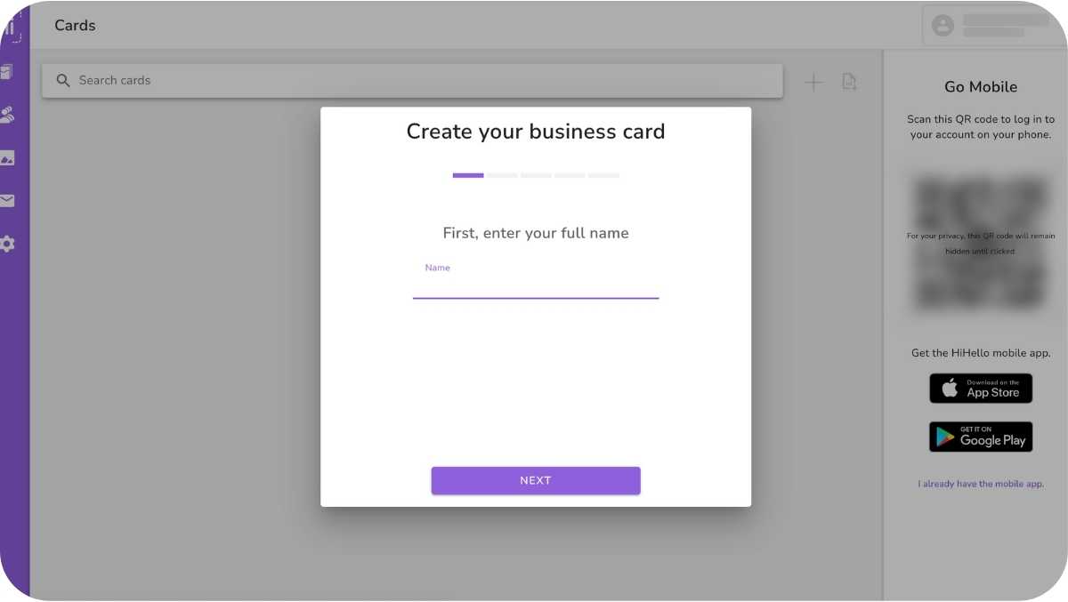 add your name to create your business card