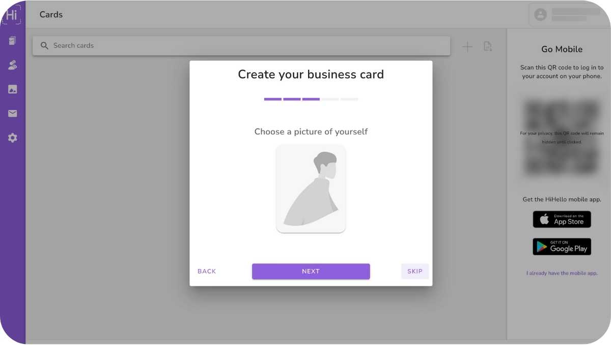 Create a digital business card. Add a picture to your virtual card.