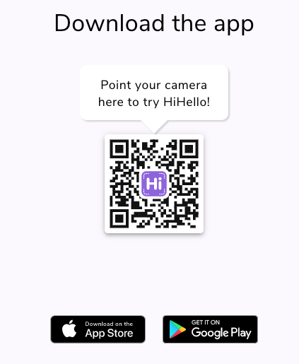 HiHello QR code to download the HiHello app