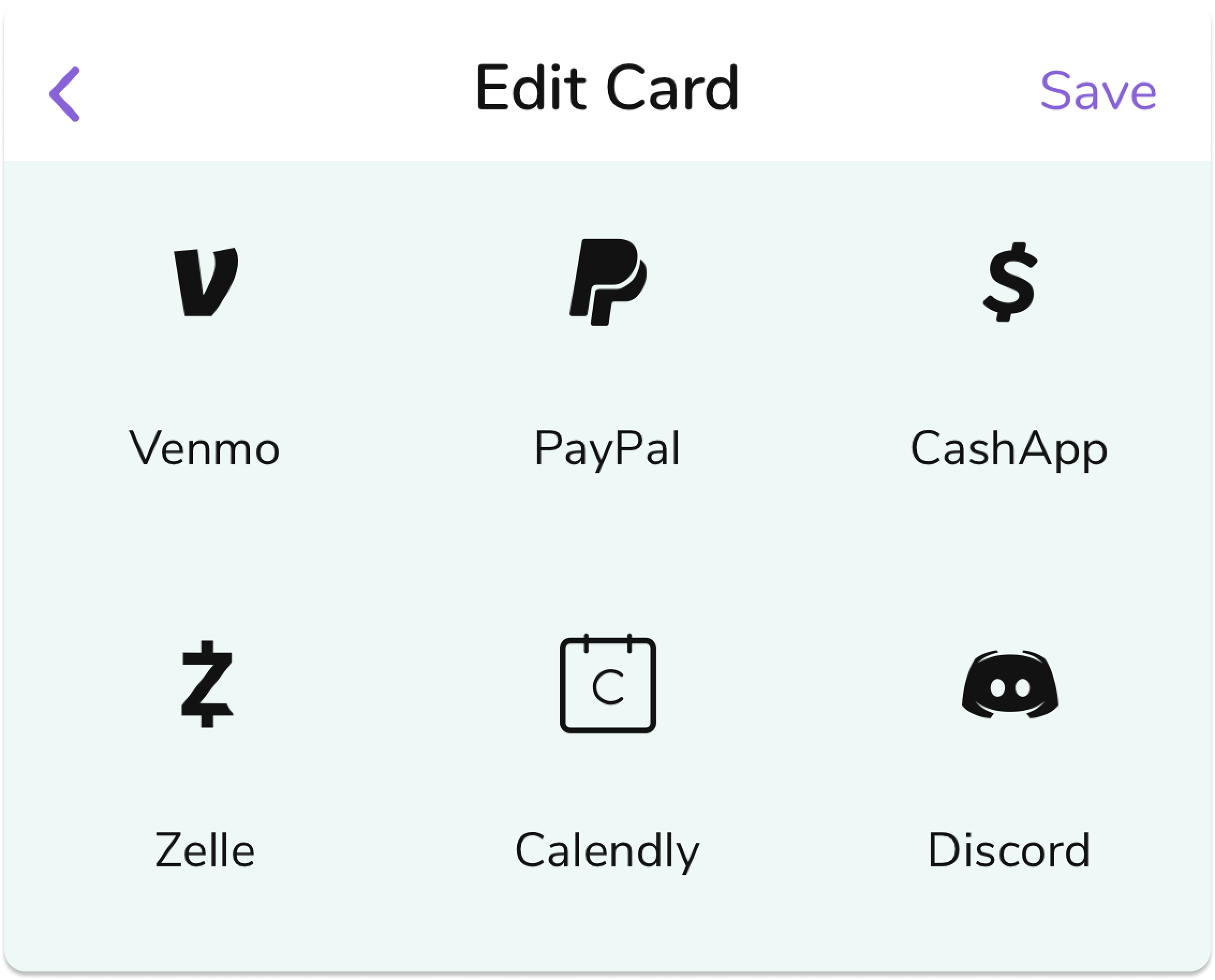 Add your Zelle to your digital business card.