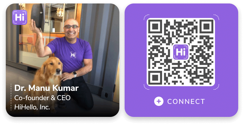 Dr. Manu Kumar's business card.