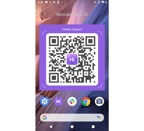 New HiHello Android widget business card QR code