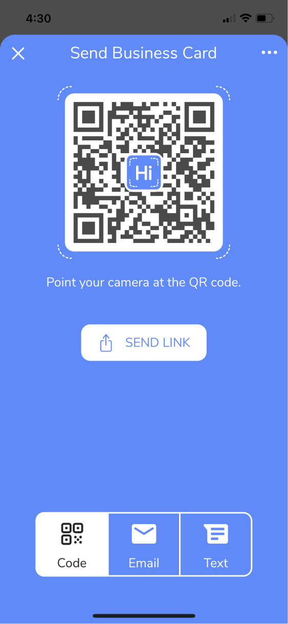 HiHello digital business card share card with QR code