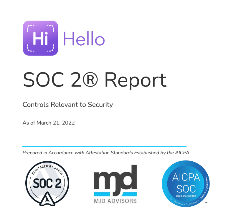 HiHello AICPA Drata SOC 2 Report