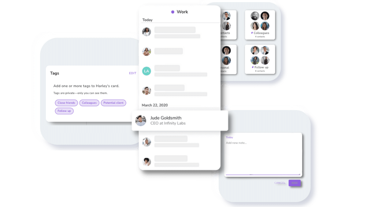 use notes and tags to organize contacts with the HiHello smart address book